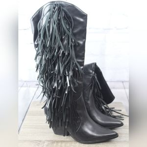 NIB Cape Robbin Cowtown Cowboy Mid Calf Boot with Fringe